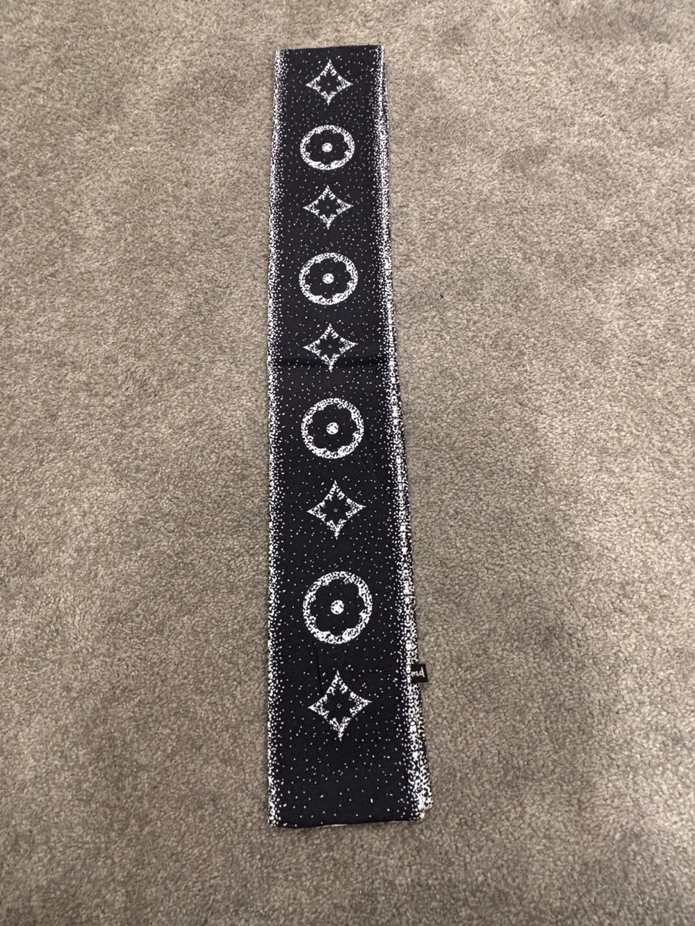 Black Logo-Pattern Scarf